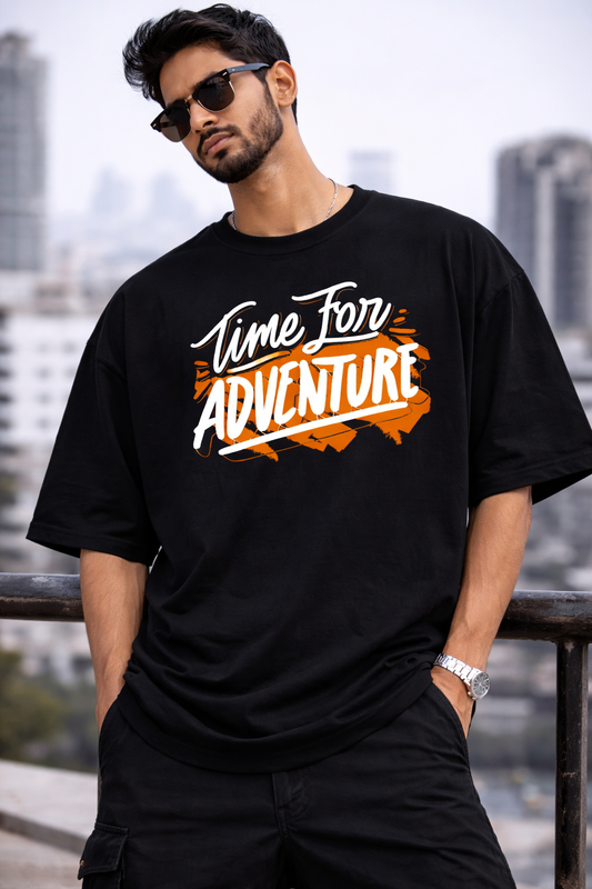 Time for Adventure Oversize T-Shirt Black | Travel & Outdoor Unisex Streetwear
