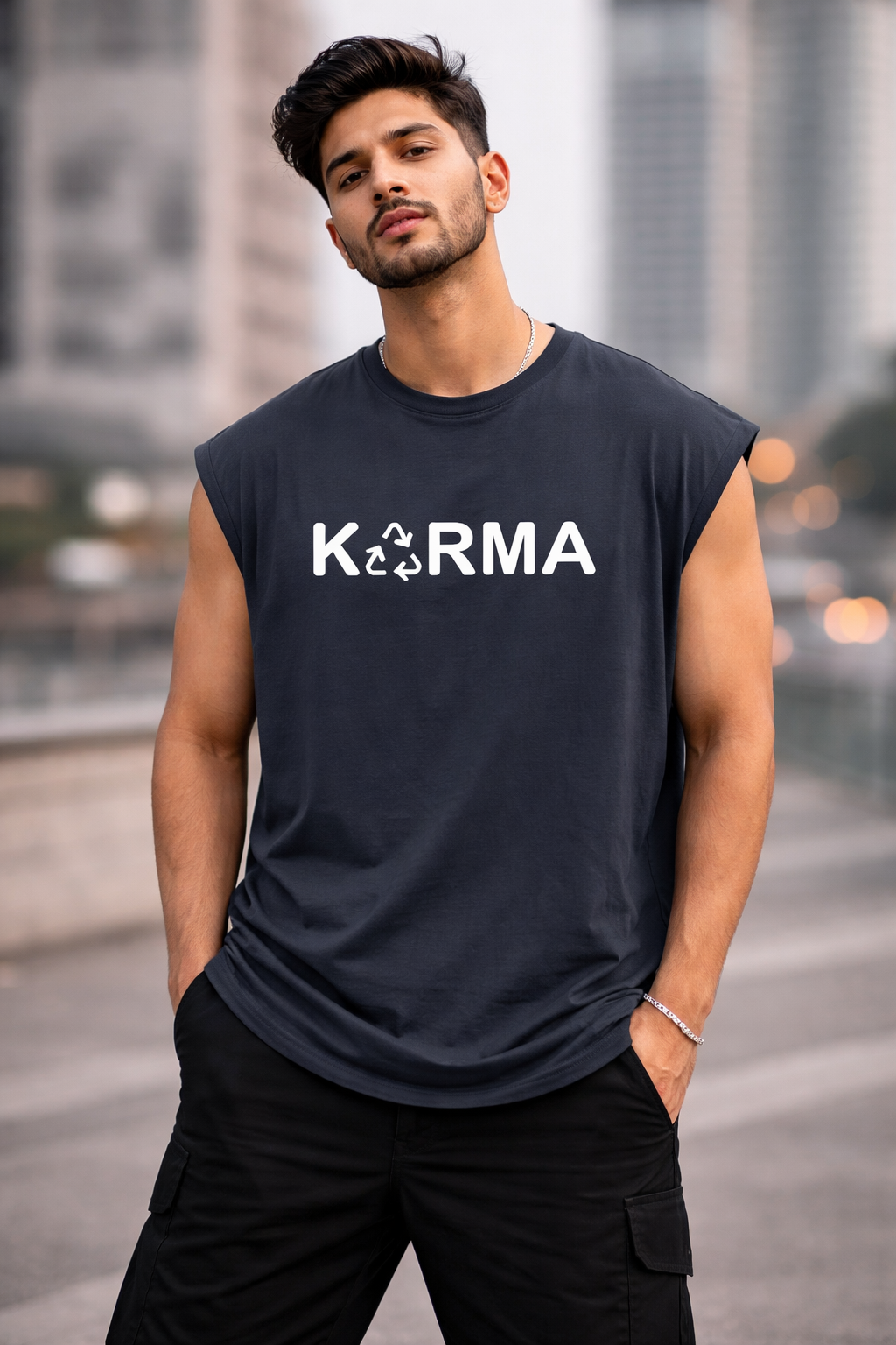 KARMA Sleeveless Oversize T-Shirt | 240 GSM French Terry Streetwear