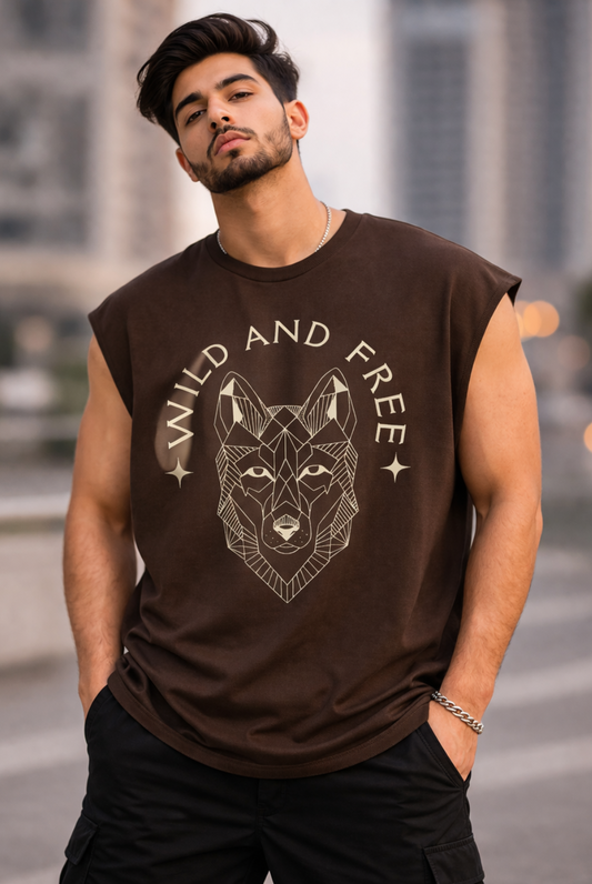 Wild and Free Sleeveless Oversize T-Shirt | Adventure Streetwear