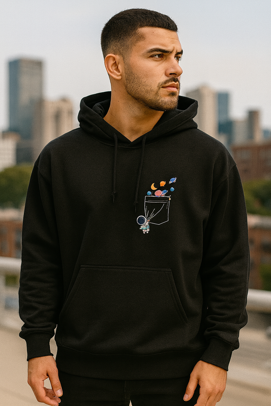 Space in Pocket Hoodie | Cosmic Graphic Unisex Streetwear