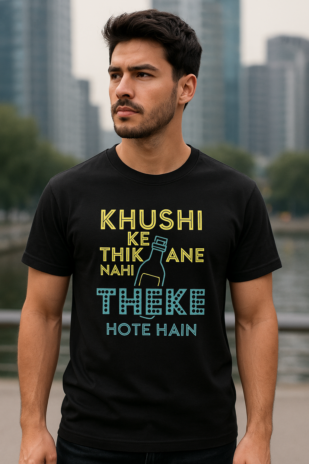 Khushi Ke Thekane Oversized T-Shirt | Funny Desi Quote Unisex Streetwear