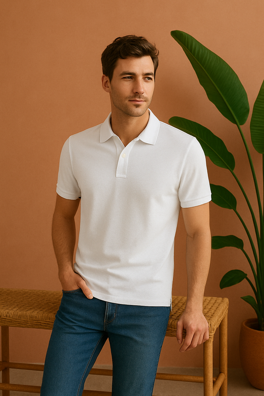 White Polo T-Shirt | Classic Half Sleeves Smart Casual Wear