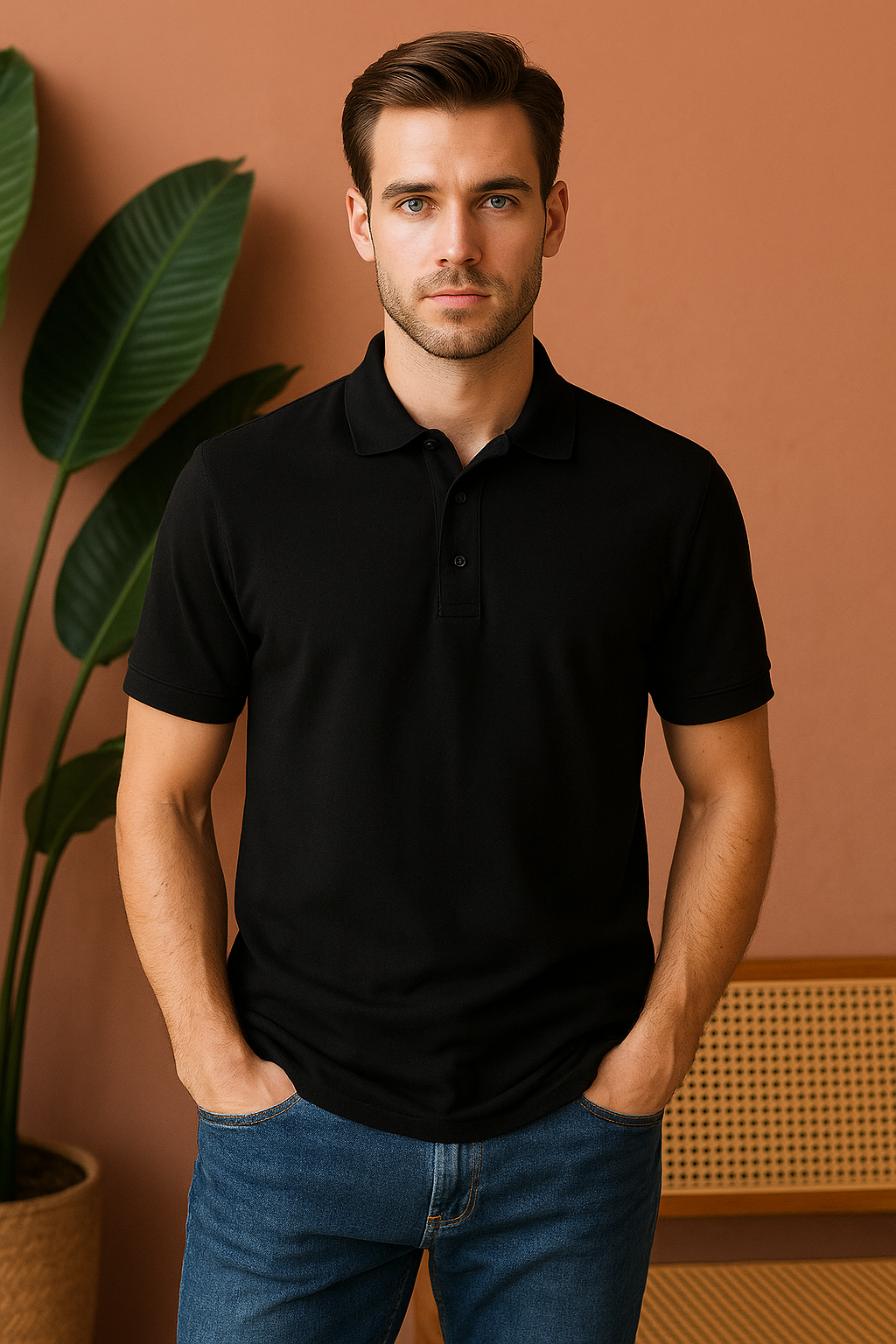 Black Polo T-Shirt | Classic Half Sleeves Smart Casual Wear