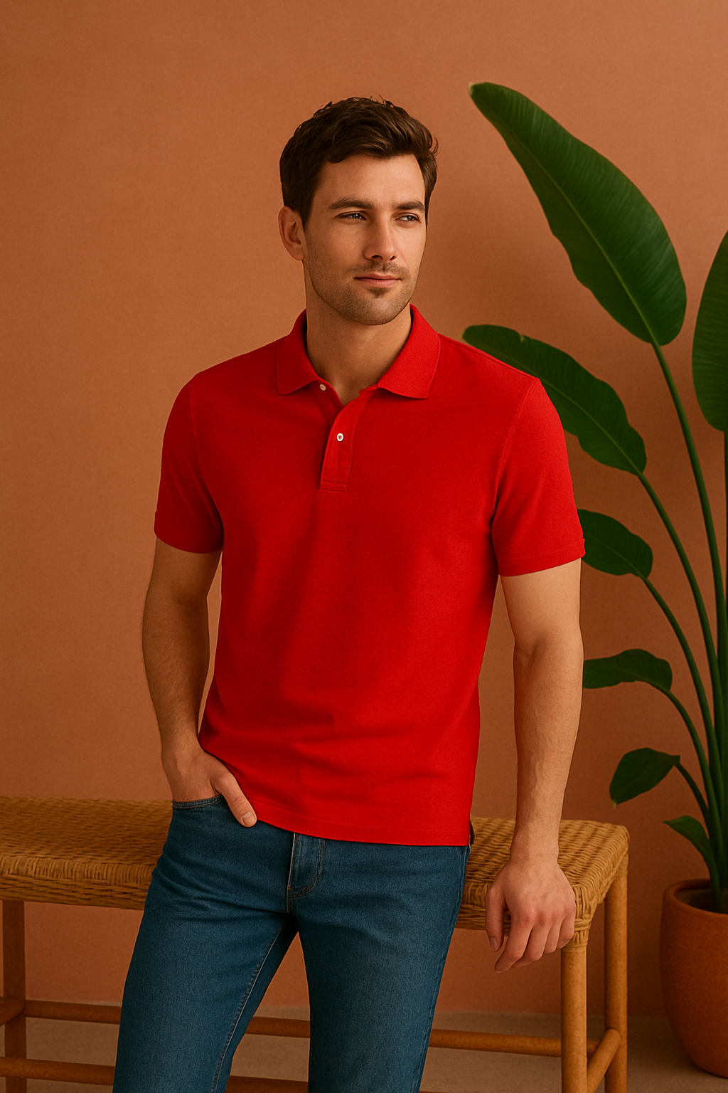 Cherry Red Polo T-Shirt | Classic Half Sleeves Casual Wear