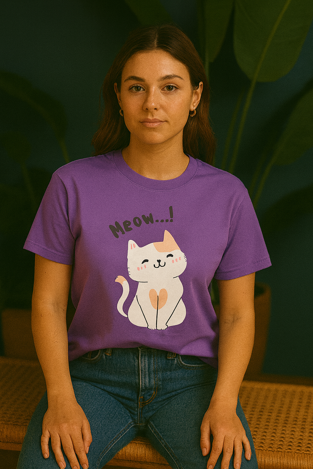 Meow Oversized T-Shirt | Cute Cat Graphic Unisex Streetwear