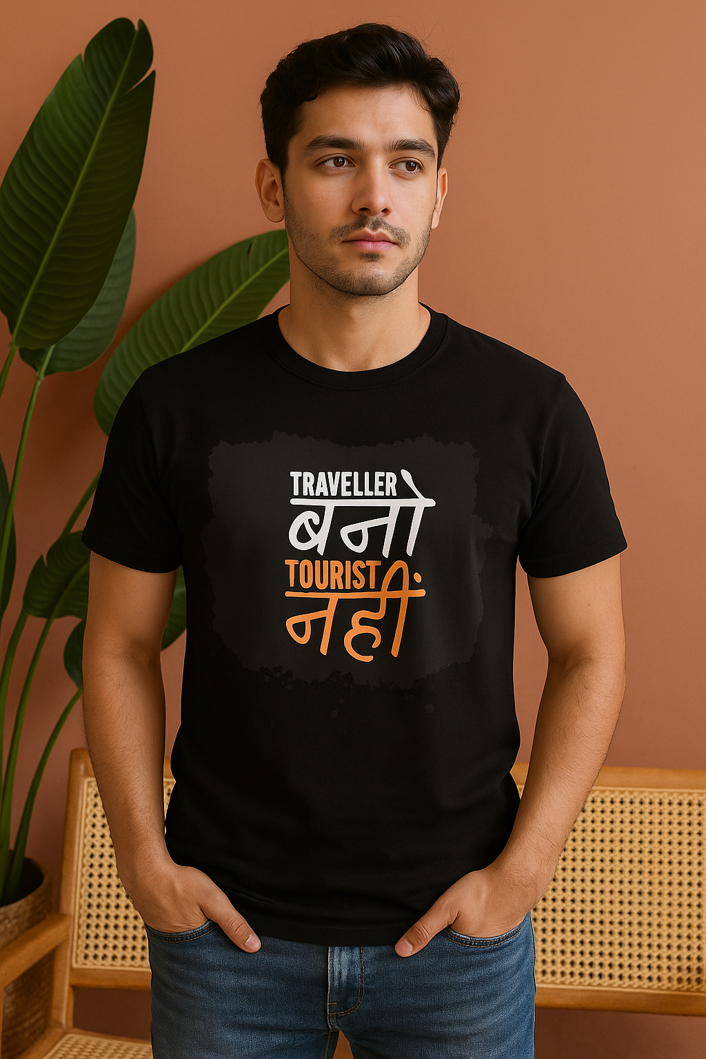 Traveller Bano Tourist Nahi T-Shirt | Hindi Travel Quote Tee