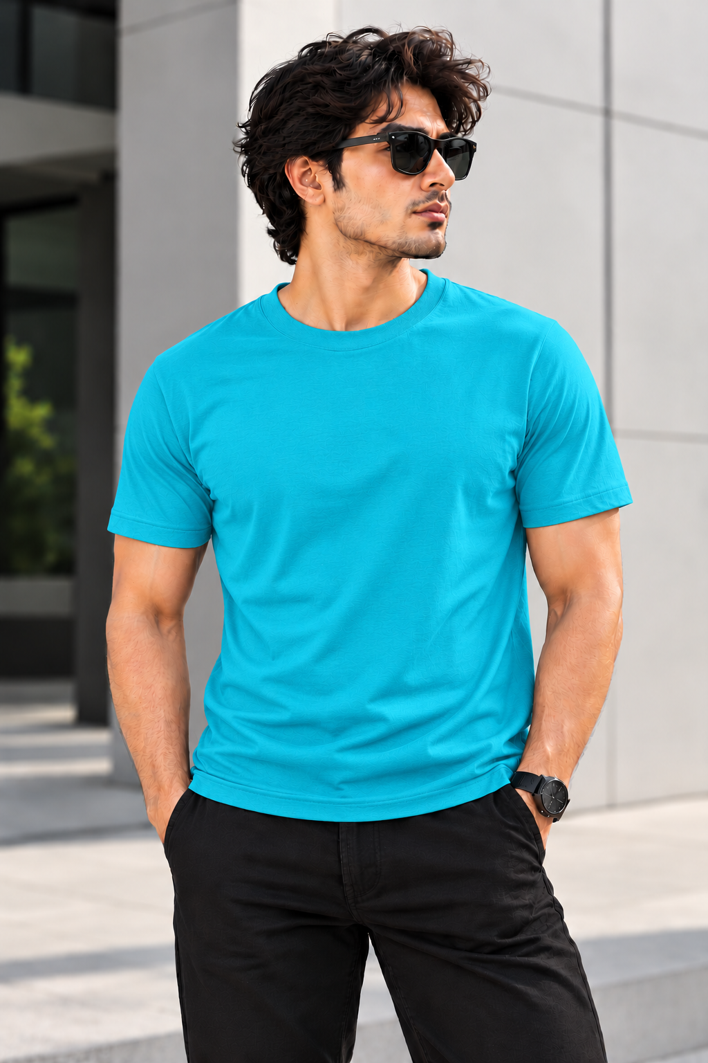 Solid SkyBlue Plain T-Shirt | Minimalist Unisex Casual Wear