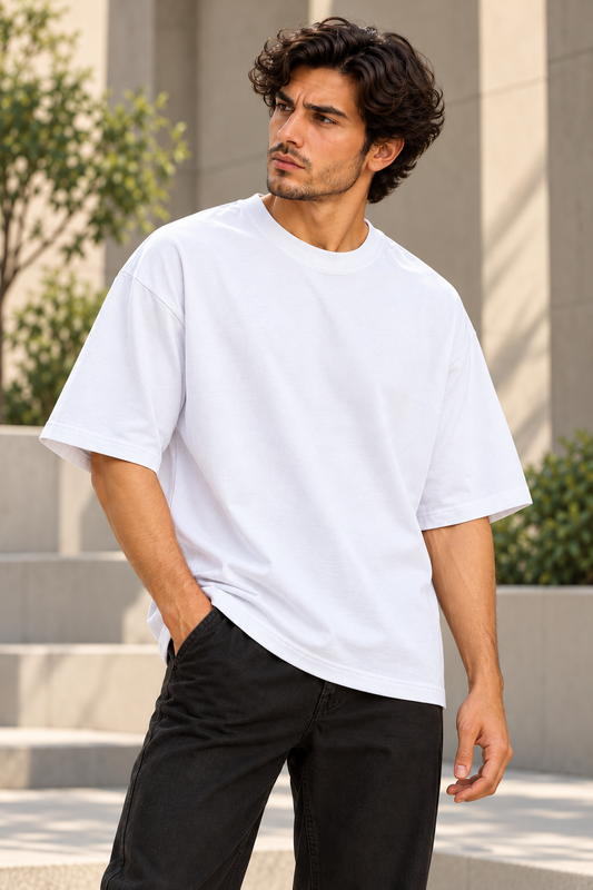 White Plain Oversize T-Shirt | Premium Unisex Solid Streetwear Tee