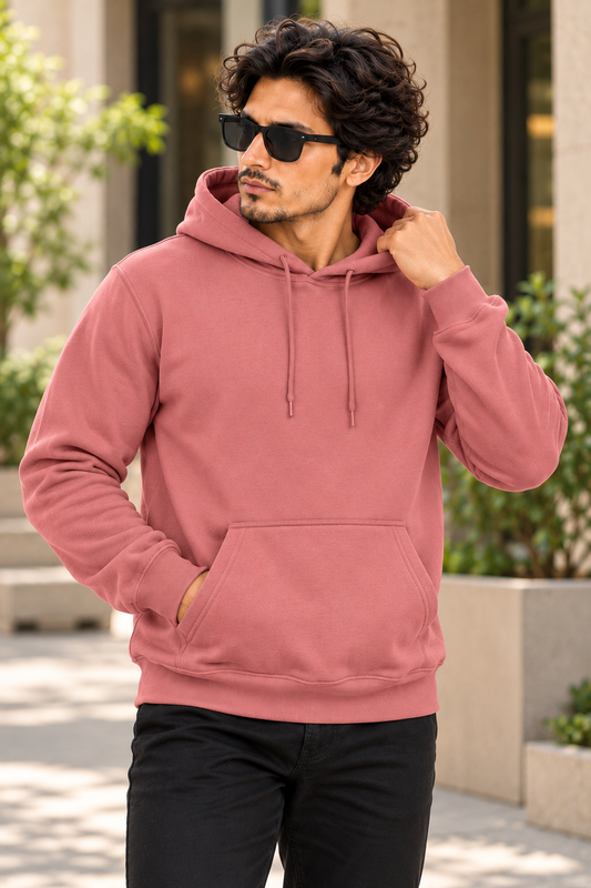 Coral Regular Fit Hoodie | 300 GSM 100% Cotton Brushed Fleece