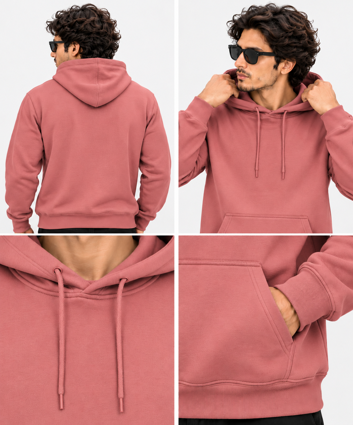 Coral Regular Fit Hoodie | 300 GSM 100% Cotton Brushed Fleece