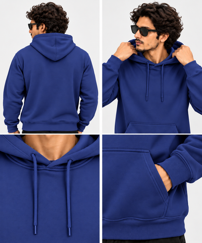Royale Blue Regular Fit Hoodie | 300 GSM 100% Cotton Brushed Fleece (Copy)