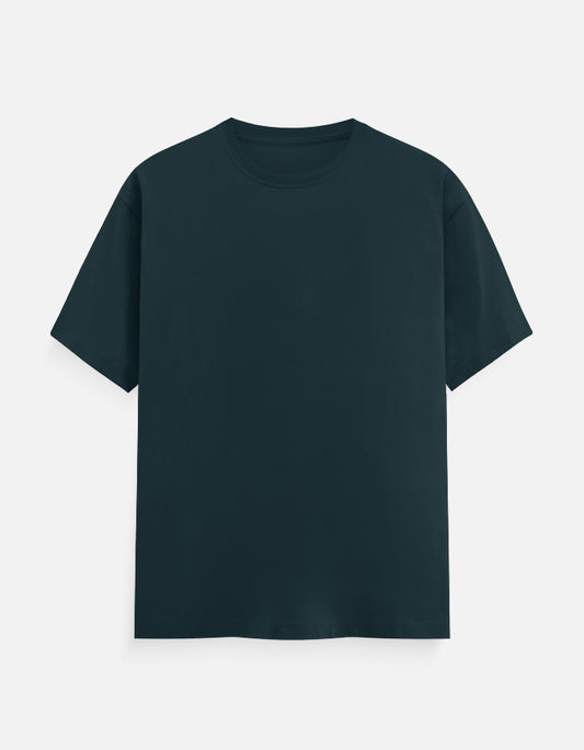 Solid Petrol Blue Plain T-Shirt | Minimalist Unisex Casual Wear