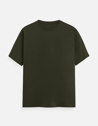 Solid Bottle Green Plain T-Shirt | Minimalist Unisex Casual Wear