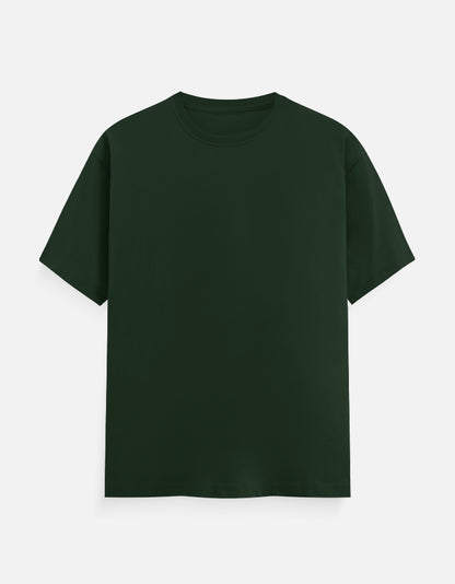 Solid Dark Green Plain T-Shirt | Minimalist Unisex Casual Wear