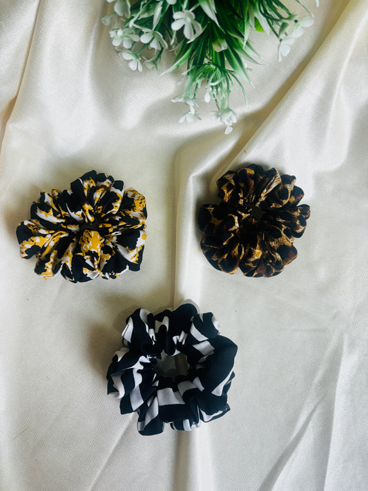 Set of 3 Regular Scrunchie Size Scrunchies | Soft Hair Tie Pack for Everyday Styling