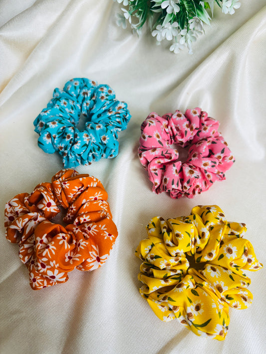 Set of 4 Large Size Scrunchies | Soft Hair Tie Pack for Everyday Styling