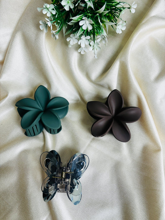 Set of 3 Claw Clips | Soft Hair Tie Pack for Everyday Styling