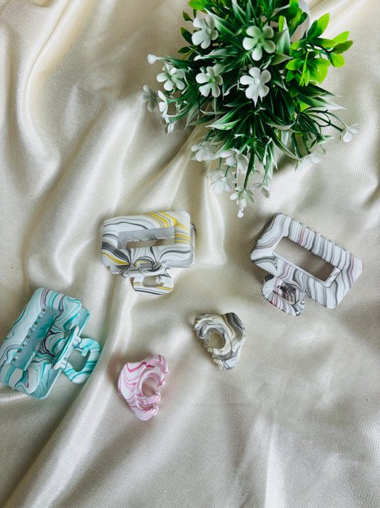 Set of 5 Claw Clips | Soft Hair Tie Pack for Everyday Styling