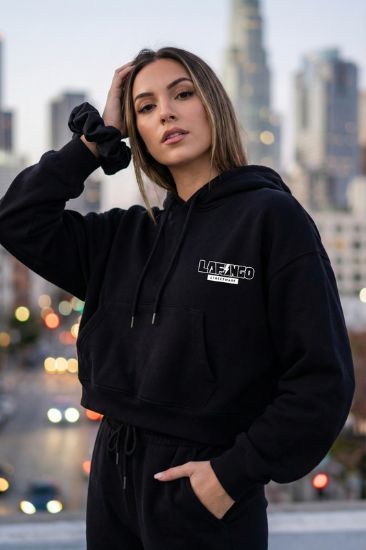 Solid Black Cropped Hoodie | Minimal Aesthetic Women’s Streetwear