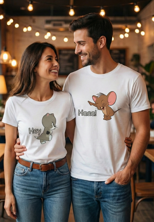 Tom and Jerry Couple T-Shirt | Classic Cartoon Graphic Unisex Streetwear