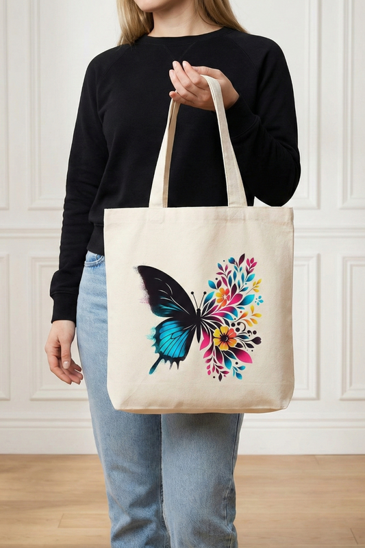 Butterfly Tote Bag(Zipper) | Aesthetic Printed Everyday Carry Bag
