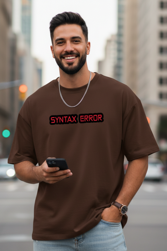 Syntax Error Oversized T-Shirt | Funny Coder Quote Unisex Streetwear