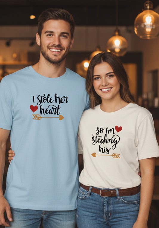 I Stole Her Heart Couple Oversize T-Shirt | Funny Romantic Matching Wear