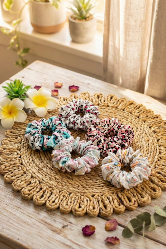 Set of 5 Regular Size Scrunchies | Soft Hair Tie Pack for Everyday Styling