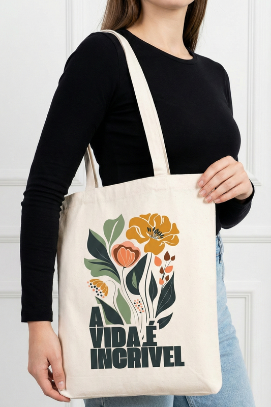 Floral Travel Tote Bag(Zipper) | Elegant Printed Everyday Carry Bag
