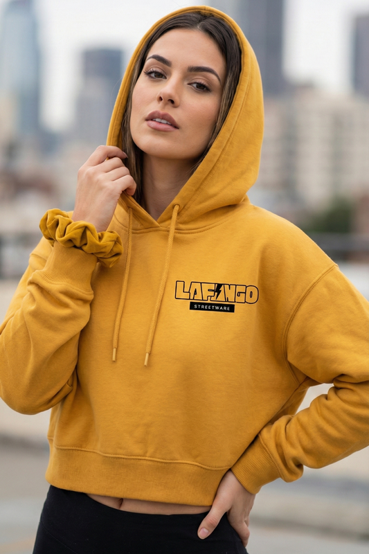Solid Mustard Yellow Cropped Hoodie | Minimal Aesthetic Women’s Streetwear
