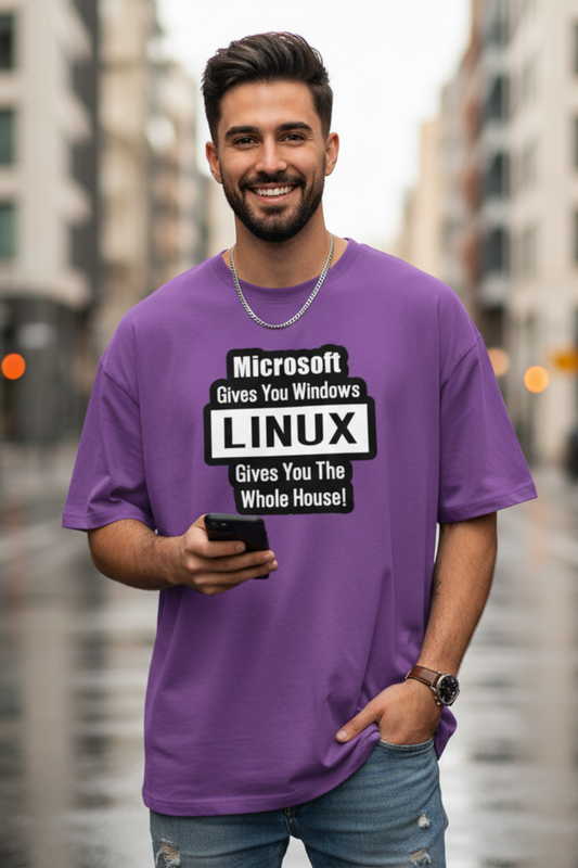 Microsoft Gives You Window Oversized T-Shirt | Tech Humor Unisex Streetwear