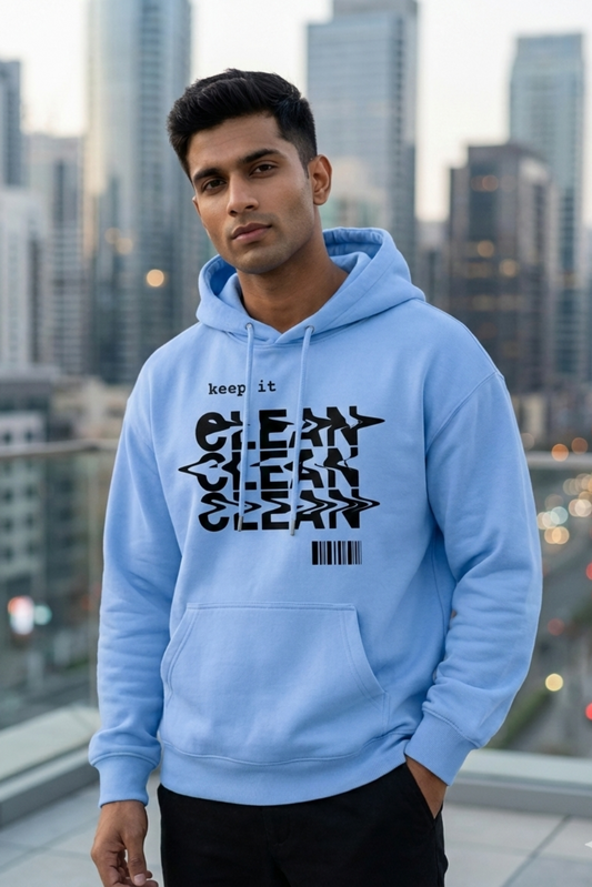 CLEAN CLEAN CLEAN Hoodie | Minimal Bold Text Unisex Streetwear