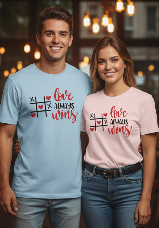 Love Always Win Oversize Couple T-Shirt | Romantic Matching Streetwear