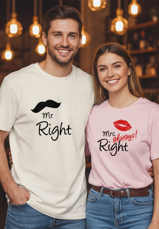 Mrs Always Right Couple Oversize T-Shirt | Funny Matching Couple Wear