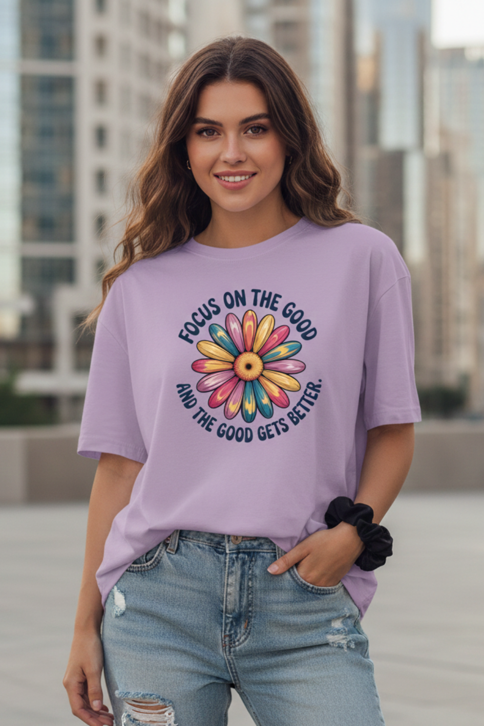 Focus on the Good Oversize T-Shirt | Positive Quote Unisex Streetwear