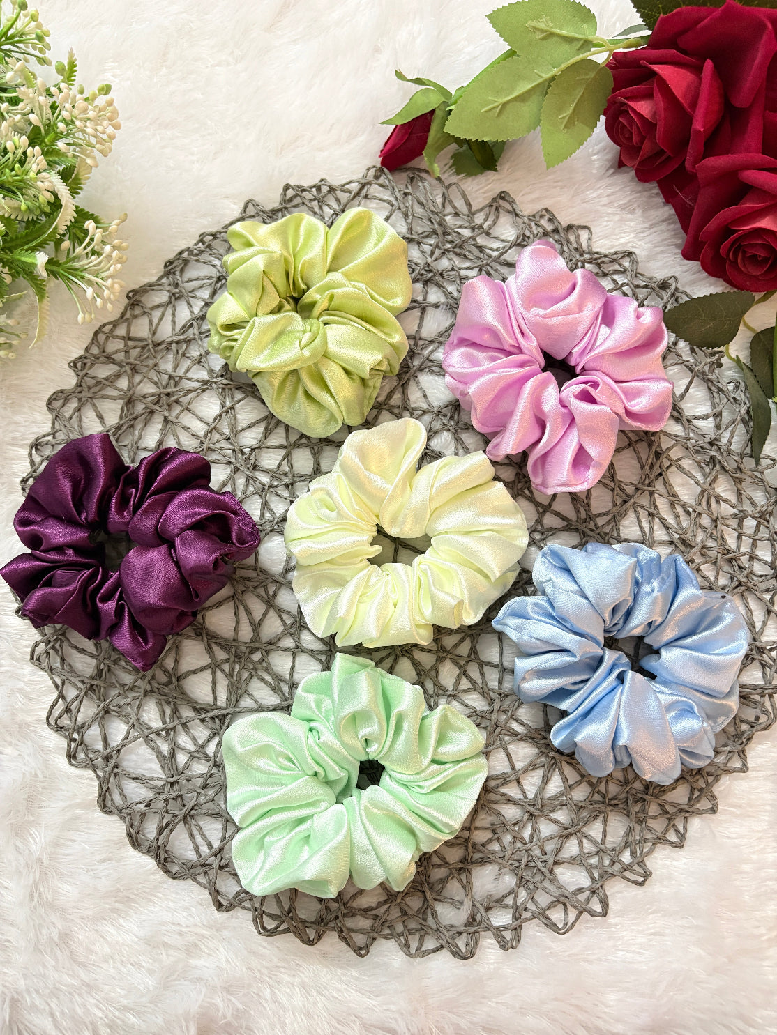 Multi Color Large Size Scrunchies | Soft Hair Scrunchie Set for Women