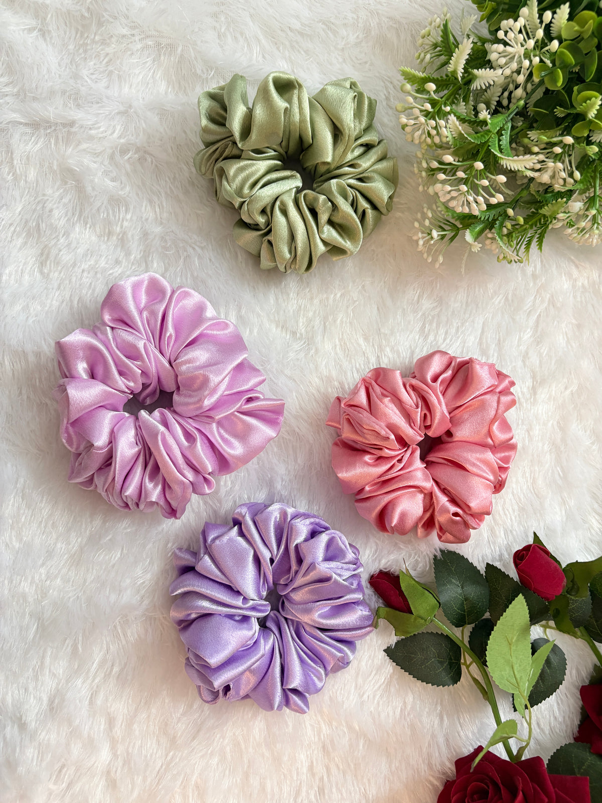 Satin Oversize Size Scrunchies | Soft Hair Scrunchie Set for Women