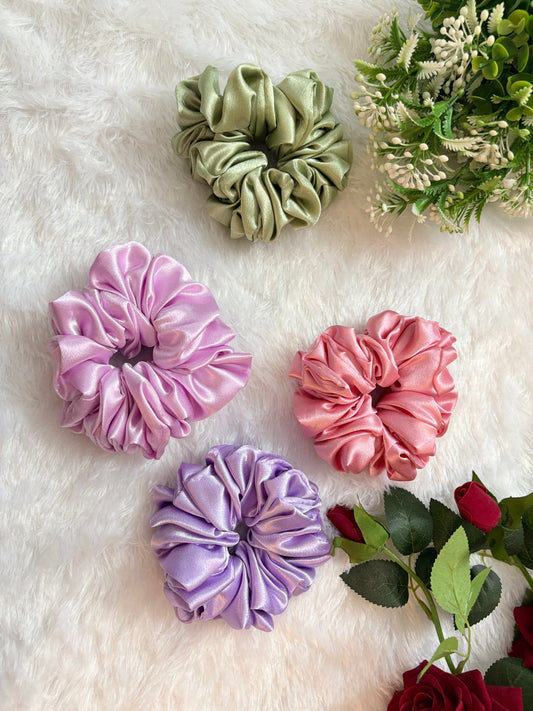 Satin Oversize Size Scrunchies | Soft Hair Scrunchie Set for Women