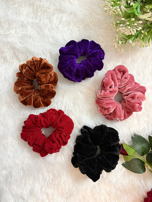 Velvet Large Size Scrunchies | Soft Hair Scrunchie Set for Women