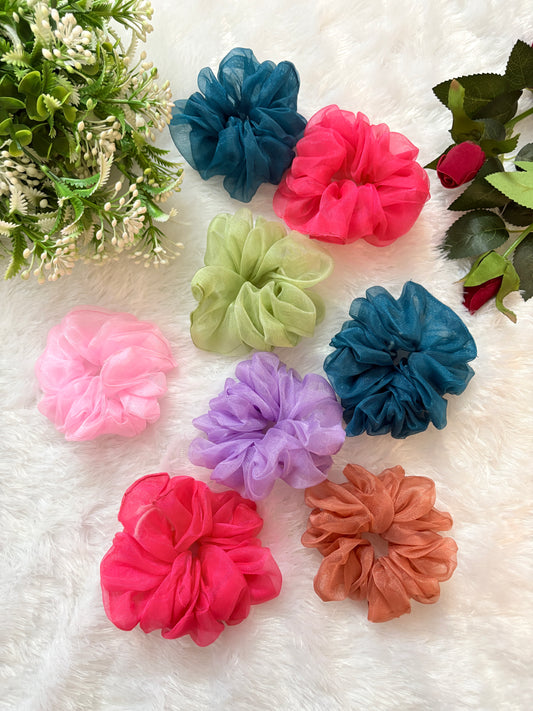 Organza Medium Size Scrunchies | Soft Hair Scrunchie Set for Women