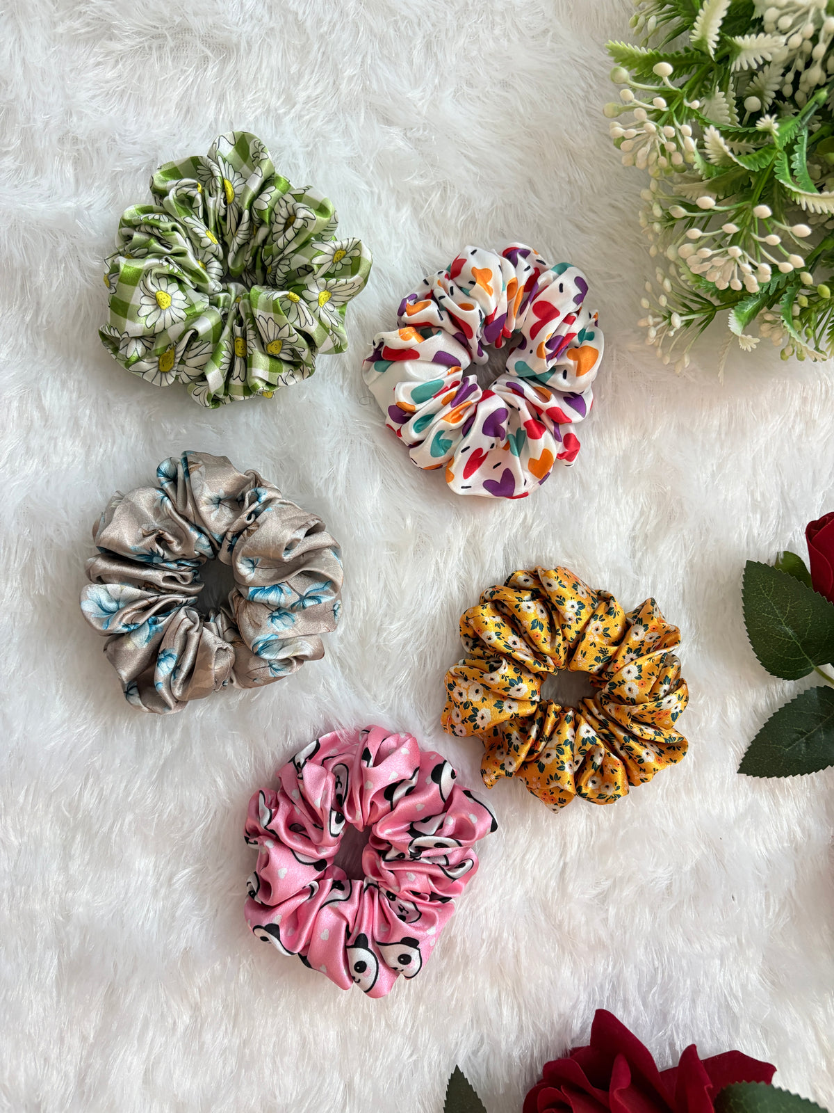 Printed Small Size Scrunchies | Soft Hair Scrunchie Set for Women