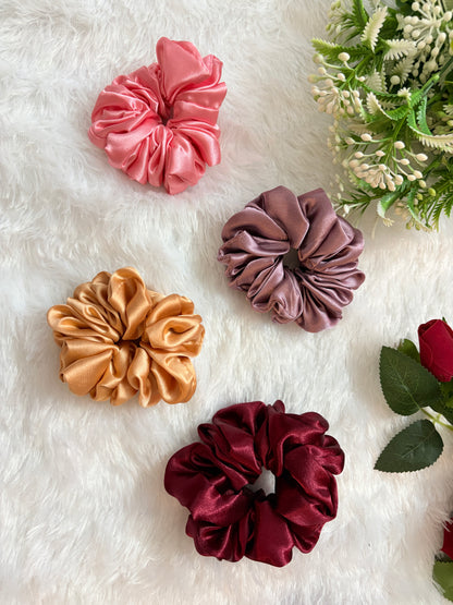 Satin Large Size Scrunchies | Soft Hair Scrunchie Set for Women