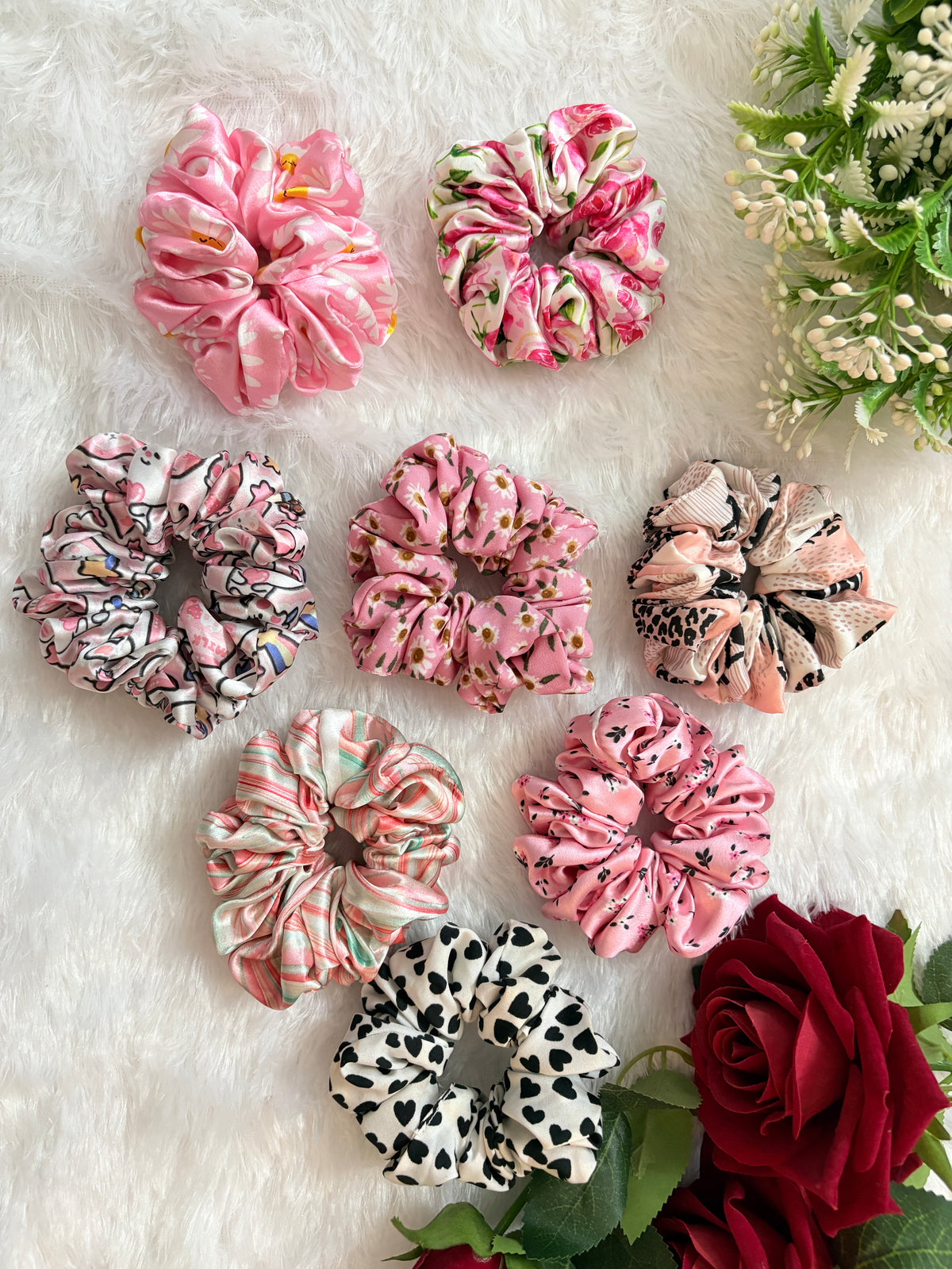 Printed Small Size Scrunchies | Soft Hair Scrunchie Set for Women