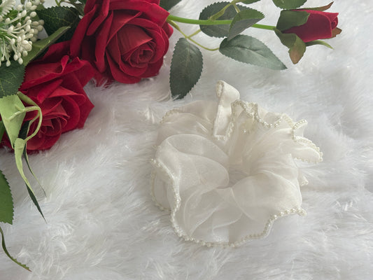 Pearl Medium Size Scrunchies | Soft Hair Scrunchie Set for Women
