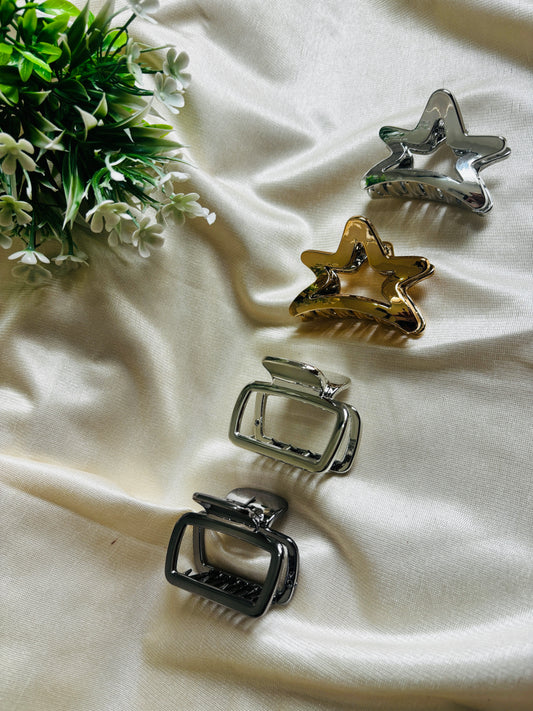 Set of 4 Claw Star Clips | Soft Hair Tie Pack for Everyday Styling