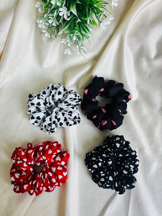 Set of 4 Regular Scrunchie Size Scrunchies | Soft Hair Tie Pack for Everyday Styling