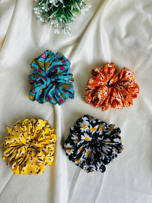 Set of 4 Large Scrunchie Size Scrunchies | Soft Hair Tie Pack for Everyday Styling