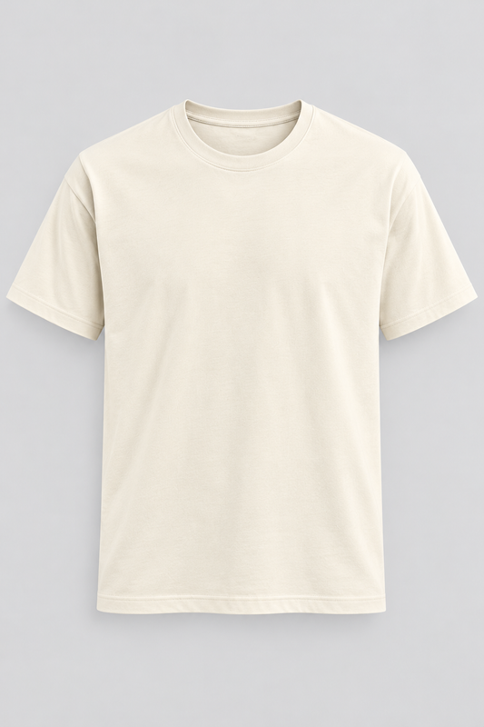 Solid Off-White Plain T-Shirt | Minimalist Unisex Casual Wear