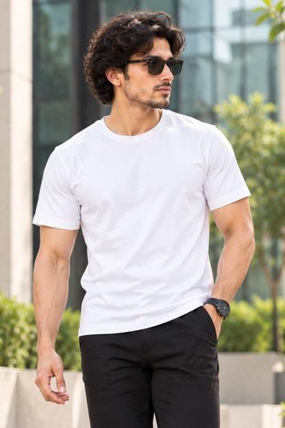 Solid White Plain T-Shirt | Minimalist Unisex Casual Wear