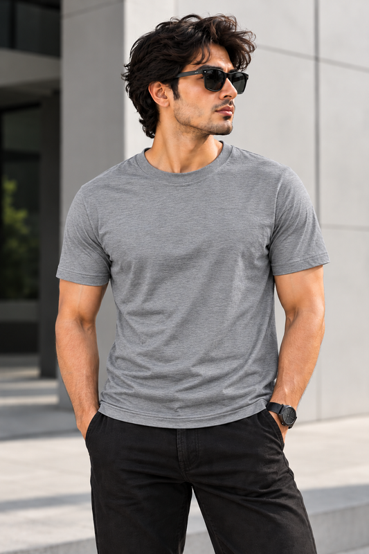 Solid Grey Plain T-Shirt | Minimalist Unisex Casual Wear (Copy)